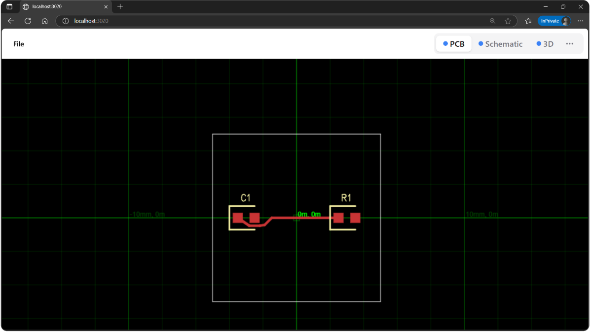 Browser preview of a freshly initialized project with "tsci init"